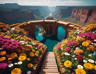 Fototapeta premium Floral Bridge over Canyon River