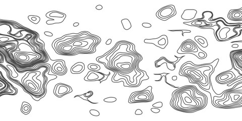 Black topographic contour lines isolated on a stark white background. drawing attention to the silent story within the landscape explore themes of solitude, structure.