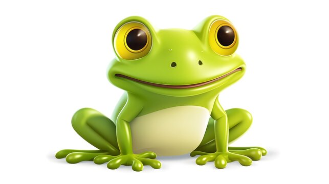 Adorable Cartoon Frog: Cute Character Isolated on White Background for Children's Books, Illustrations, and Prints