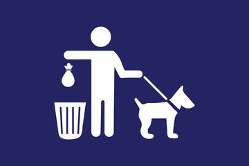 Please clean after your dig vector sign isolated on a blue  background