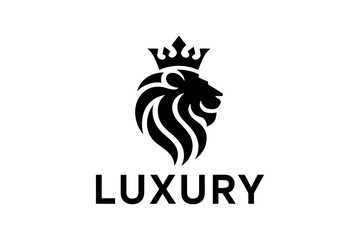 Lion head crown luxury branding logo design vector