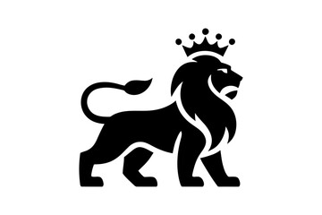 Lion king logo design black silhouette vector art