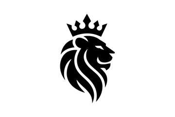 Lion head logo design with crown vector graphic