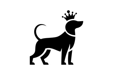 Black dog wearing crown pet animal vector graphic