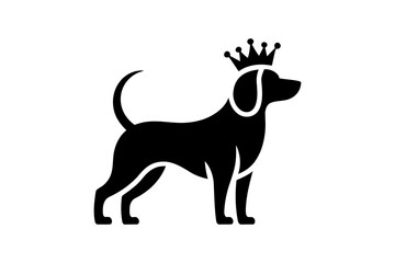 Dog with crown vector pet king animal illustration