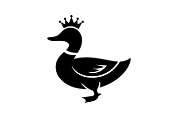 Duck with crown vector illustration royalty bird