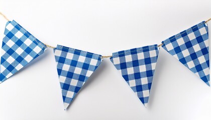 Fototapeta premium blue and white checkered bunting banner on white background