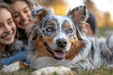 Playful dog with friends in park lifestyle fun joyful atmosphere