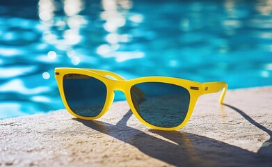 Sunny Yellow Sunglasses by Poolside: A Vibrant Summer Scene