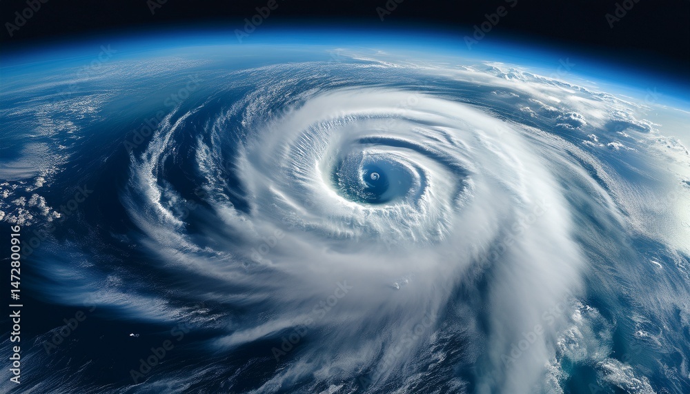 Canvas Prints satellite image of a hurricane storm system above the open ocean