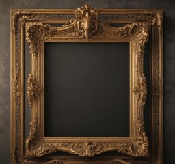 Ornate gold frame with swirling scrolls against plush velvet  ,  art,  vintage,  decorative art