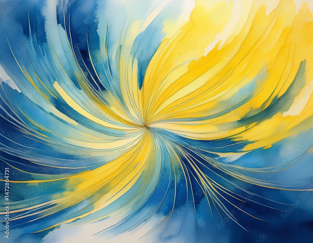 Canvas Prints blue and yellow hues in a watercolor painting are used to create a dynamic image with symbolic meani