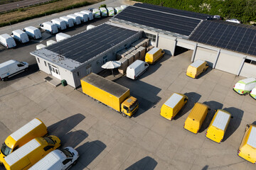 Fototapeta na wymiar Delivery vans and trucks hub. Fleet of vehicles