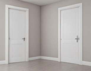 Modern white wood interior doors, various open/closed positions ,  set,  simple,  sleek