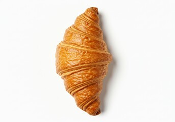 Classic buttery croissant, freshly baked, golden brown crust and layered pastry