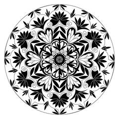Blossom Mandala Shape. Circular pattern in form of mandala, tattoo, decoration. Decorative ornament in ethnic oriental style.