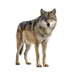 Wild Wolf  looking to camera isolated, PNG