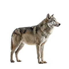 Fototapeta premium Wild Wolf Standing isolated on transparent background, Wolf PNG 