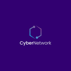 CyberNetwork Logo Design Hexagon Connection Symbol