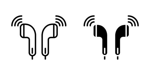 earphone bluetooth Icon set. Symbol isolated white background. vector illustration. color editable.