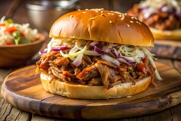 bbq pulled pork sandwich with coleslaw