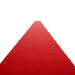 long open red carpet perspective isolated on transparent background, PNG 
