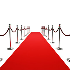 Golden pole barricade with red carpet isolated on transparent background,  Red Carpet PNG 
