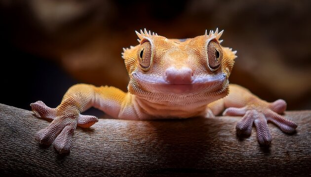 crested gecko displays unique features in close up view
