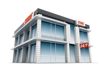 Generic store front on transparent background