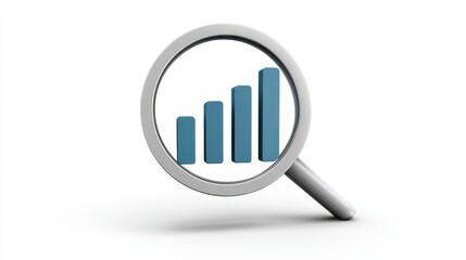 Analyzing Growth Magnifying Glass on Bar Graph Icon
