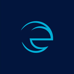 Fototapeta premium Modern Minimalist Letter E Logo Design Blue Wave Concept