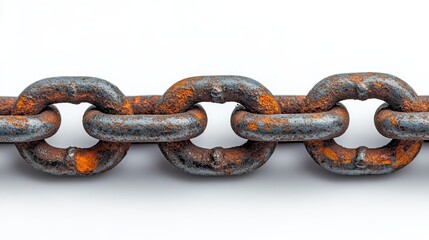 Obraz premium Rusty metal chain links on a white background 