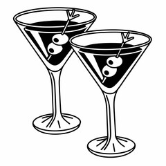 Creative Martini Glasses Icon Vector Illustration | Beautiful and Elegant Drinkware Design for Bar, Party, Mixology, and Celebration Projects
