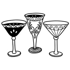 Creative Martini Glasses Icon Vector Illustration | Beautiful and Elegant Drinkware Design for Bar, Party, Mixology, and Celebration Projects