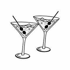 Creative Martini Glasses Icon Vector Illustration | Beautiful and Elegant Drinkware Design for Bar, Party, Mixology, and Celebration Projects