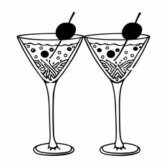 Creative Martini Glasses Icon Vector Illustration | Beautiful and Elegant Drinkware Design for Bar, Party, Mixology, and Celebration Projects