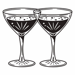 Creative Martini Glasses Icon Vector Illustration | Beautiful and Elegant Drinkware Design for Bar, Party, Mixology, and Celebration Projects