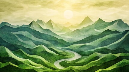 Serene Mountain River Landscape. (1)