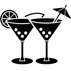 Creative Martini Glasses Icon Vector Illustration | Beautiful and Elegant Drinkware Design for Bar, Party, Mixology, and Celebration Projects