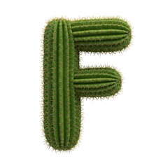 Alphabet letter F made of green cactus Plant isolated on transparent background, Cacrus Plant Alphabet PNG 