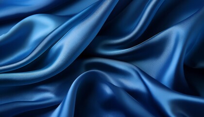 Obraz premium deep blue silk a study in texture and light delicate drapery