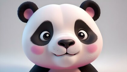 Obraz premium A charming close-up of an adorable panda bear with a big smile and cute pink cheeks.