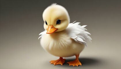 A delightful close-up of a fluffy, charming baby duckling, full of innocence and joy.