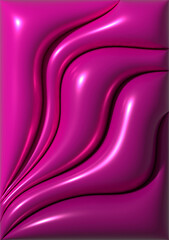 Glossy pink waves and fluid folds. Modern art background texture with elegant shine and dynamic motion, 3D rendering illustration