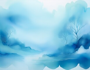 watercolor painting with soft brushstrokes in pastel blue tones dreamy and relaxing