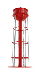 Red water tower on transparent background
