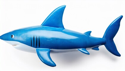Fototapeta premium blue shark toy inflatable shark for summer isolated background