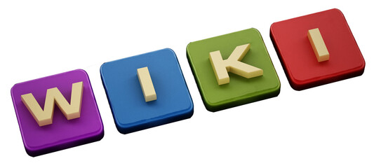 WIKI text on keyboard keys on transparent background. 3D illustration