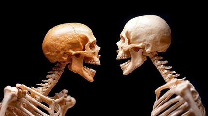 Skeletons Talking on Black Background
