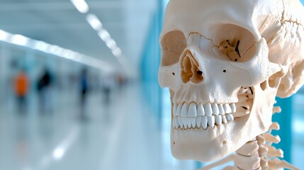 Skull with Teeth and Hallway Background